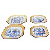 Octagonal table Set 3 PCS ceramic majolica deruta rich Deruta blue