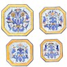 Servizio piatti tavola ceramica maiolica Deruta dipinto a mano decoro ricco Deruta blu ottagonali
