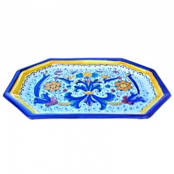 Octagonal ceramic tray with Rich Deruta Blue decoration
