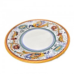 Piatto tavola ceramica maiolica Deruta dipinto a mano decoro Raffaellesco