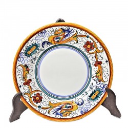 Piatto tavola ceramica maiolica Deruta dipinto a mano decoro Raffaellesco