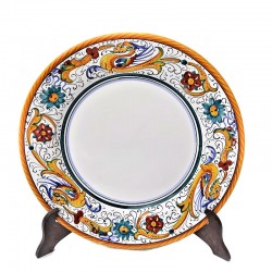 Dessert, Flat and Soup Plate ceramic majolica Deruta Raphaelesque decoration
 Table plates-Soup Plate cm 25