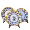 Servizio piatti tavola ceramica maiolica Deruta dipinto a mano decoro ricco Deruta giallo centrino