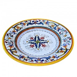 Table plate majolica ceramic Deruta rich Deruta yellow floral doily
