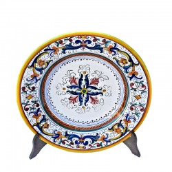 Piatto tavola ceramica maiolica Deruta dipinto a mano decoro Ricco Deruta Giallo centrino
 Piatti da tavola-Piatto Fondo Cm. 25