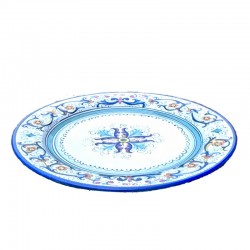 Piatto tavola ceramica maiolica Deruta dipinto a mano decoro Ricco Deruta blu centrino