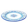Dessert, Flat and Soup Plate ceramic majolica Rich Deruta Blue floral doily decoration