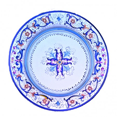 Piatto tavola ceramica maiolica Deruta ricco Deruta blu centrino