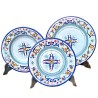Plates table set 3 PCS ceramic majolica Deruta rich Deruta blue floral doily