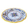 Piatto tavola ceramica maiolica Deruta dipinto a mano decoro ricco Deruta giallo centrino smerlato