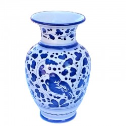 Vaso portafiori ceramica maiolica Deruta dipinto a mano decoro Arabesco Blu