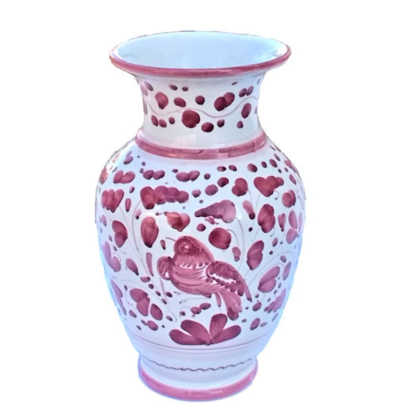 Flower vase Deruta majolica hand painted with Red Arabesque decoration