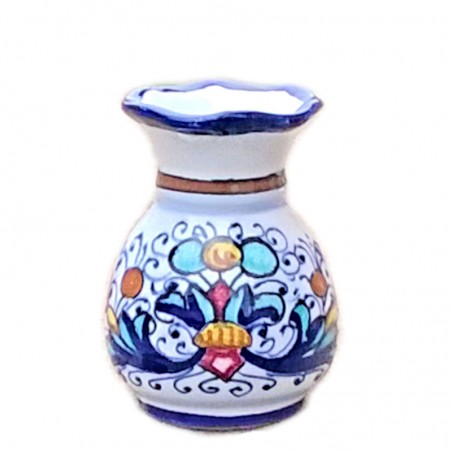 Vaso portafiori ceramica maiolica Deruta dipinto a mano decoro Ricco Deruta Blu