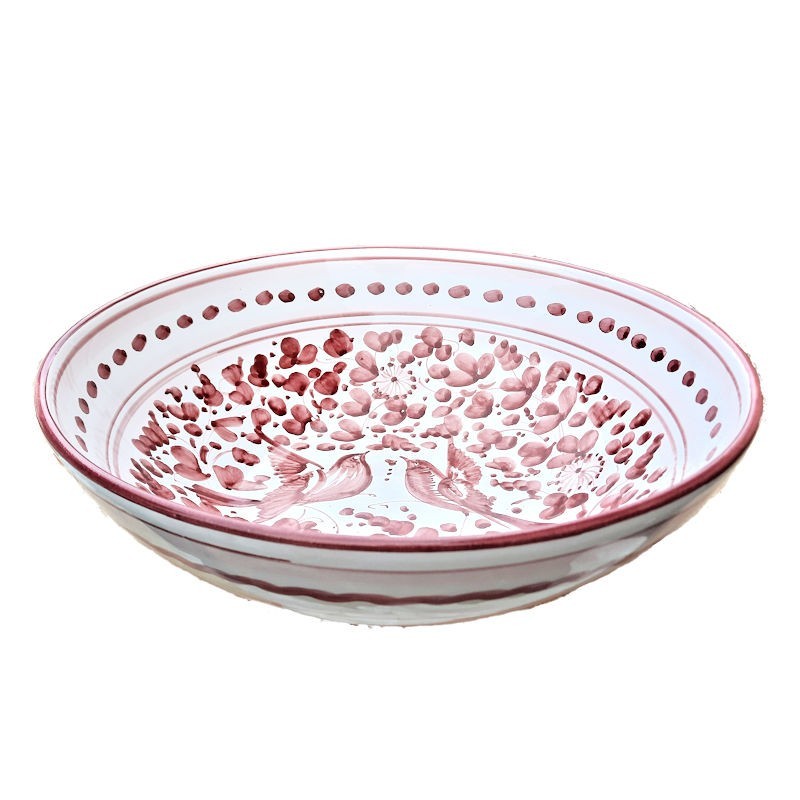 Deruta majolica salad bowl hand painted with red Arabesque decoration
