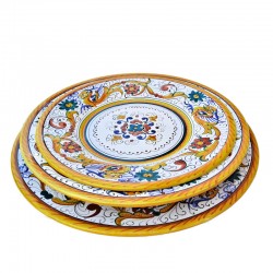 Plates table set 3 PCS ceramic majolica Deruta raphaelesque floral doily