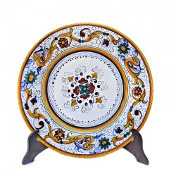 Piatto tavola ceramica maiolica Deruta dipinto a mano decoro Raffaellesco centrino
 Piatti da tavola-Piatto Piano Cm. 28,5