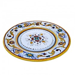 Piatto tavola ceramica maiolica Deruta dipinto a mano decoro Raffaellesco centrino