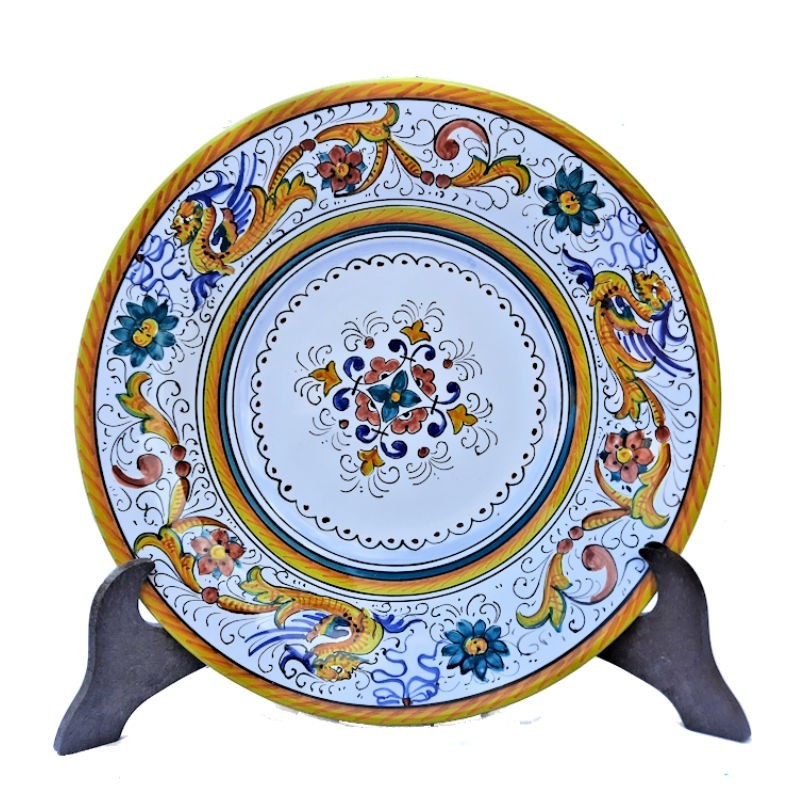 Table plate majolica ceramic Deruta raphaelesque floral doily