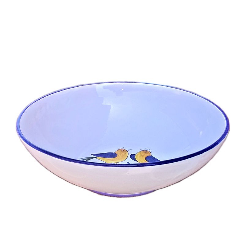 Salad bowl majolica ceramic Deruta little bird