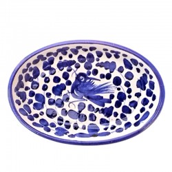 Oval soap dish majolica ceramic Deruta blue arabesque