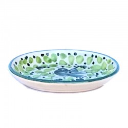 Soap dish Deruta majolica ceramic hand painted green Arabesque decoration oval