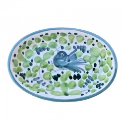 Portasapone ceramica maiolica Deruta dipinto a mano decoro Arabesco verde ovale