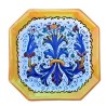 Piatto tavola ceramica maiolica Deruta dipinto a mano decoro Ricco Deruta giallo ottagonale