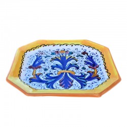 Dinner plate Deruta majolica ceramic hand painted rich Deruta yellow decoration octagonal