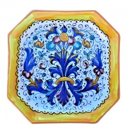 Piatto tavola ottagonale ceramica maiolica Deruta ricco Deruta giallo