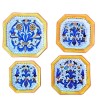 Servizio piatti tavola ceramica maiolica Deruta dipinto a mano decoro ricco Deruta giallo ottagonali