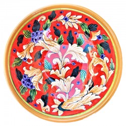 Bolo Insalatiera ceramica maiolica Deruta dipinto a mano decoro Rosso Artistico