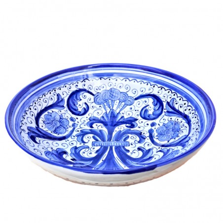 Deruta majolica salad bowl hand painted with Rich Deruta Blue Single Color decoration