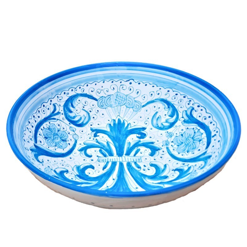 Deruta majolica salad bowl hand painted with Rich Deruta Turquoise decoration