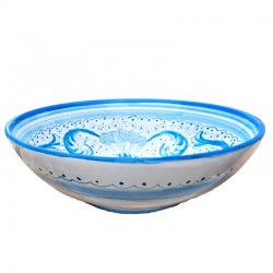 Deruta majolica salad bowl hand painted with rich Deruta turquoise decoration