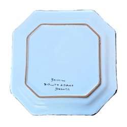 Dinner plate Deruta majolica ceramic hand painted rich Deruta blue decoration octagonal