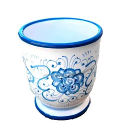 Portaspazzolini bicchiere ceramica maiolica Deruta dipinto a mano decoro Ricco Deruta Turchese