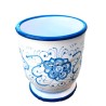 Portaspazzolini bicchiere ceramica maiolica Deruta dipinto a mano decoro ricco Deruta turchese