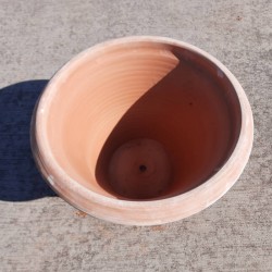 Smooth classic vase terracotta with edges handmade