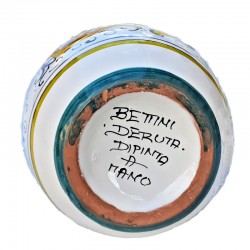 Oliera ceramica maiolica Deruta con manico dipinta a mano decoro Raffaellesco