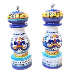 Pepper salt grinder Deruta majolica ceramic hand painted rich Deruta blue decoration