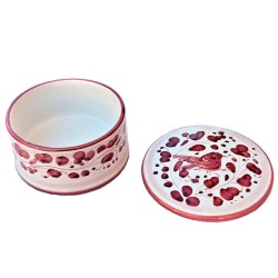 Portagioie Cm.10 ceramica maiolica Deruta arabesco rosso
