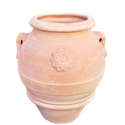 Terracotta jar with rosette handmade