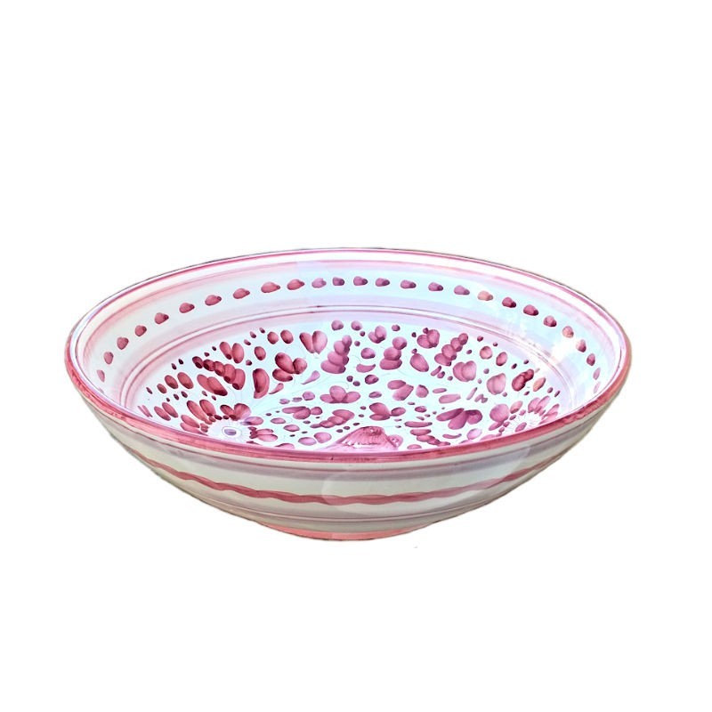 Deruta majolica salad bowl hand painted with red Arabesque decoration Cm. 10 12 15 18 20