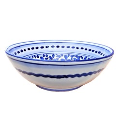 Deruta majolica salad bowl hand painted with Blue Arabesque decoration