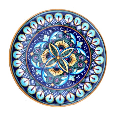 Piatto ceramica Maiolica Deruta dipinto a mano da parete o centrotavola decoro Vario fagiolo