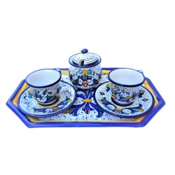 Set caffè ceramica maiolica ricco Deruta blu 6 pz