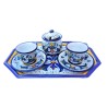 Set caffè ceramica maiolica ricco Deruta blu 6 pz