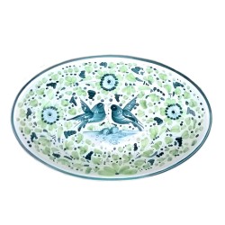 Piatto ovale da portata ceramica maiolica Deruta arabesco verde