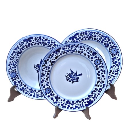 Table Set 3 PCS ceramic majolica Deruta Blue Arabesque decoration