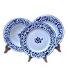 Servizio piatti tavola ceramica maiolica Deruta dipinto a mano decoro arabesco blu